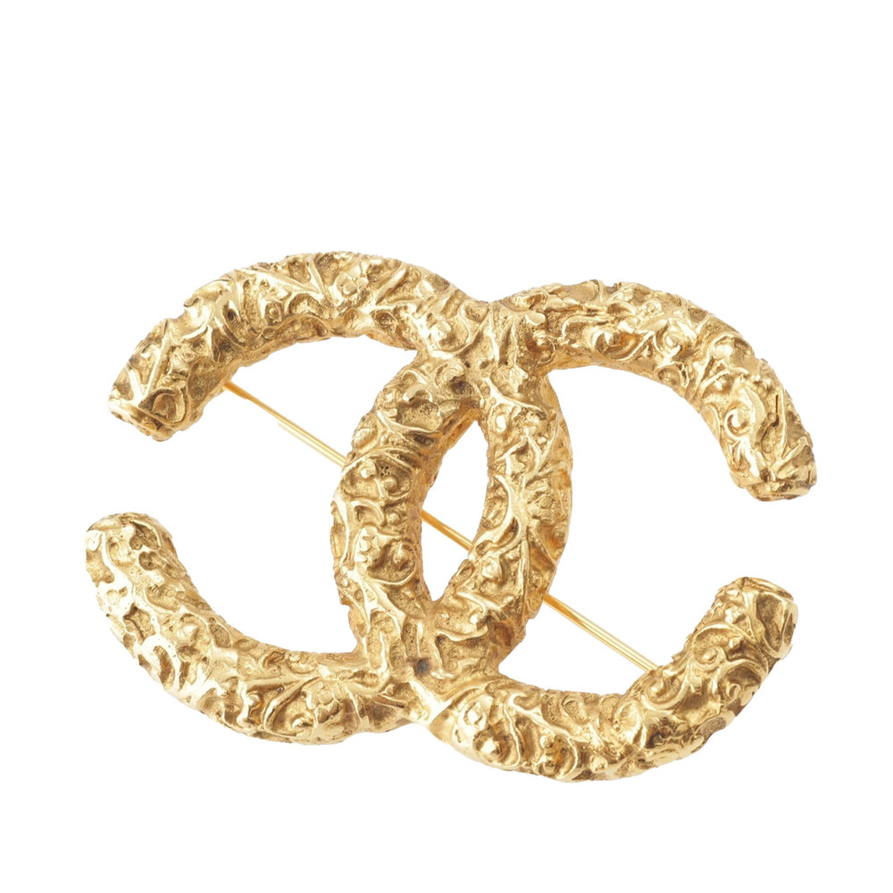 Pre-Loved Chanel CC Gold Plated Lava Brooch